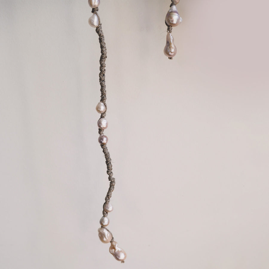 Mela multi pearl linen necklace