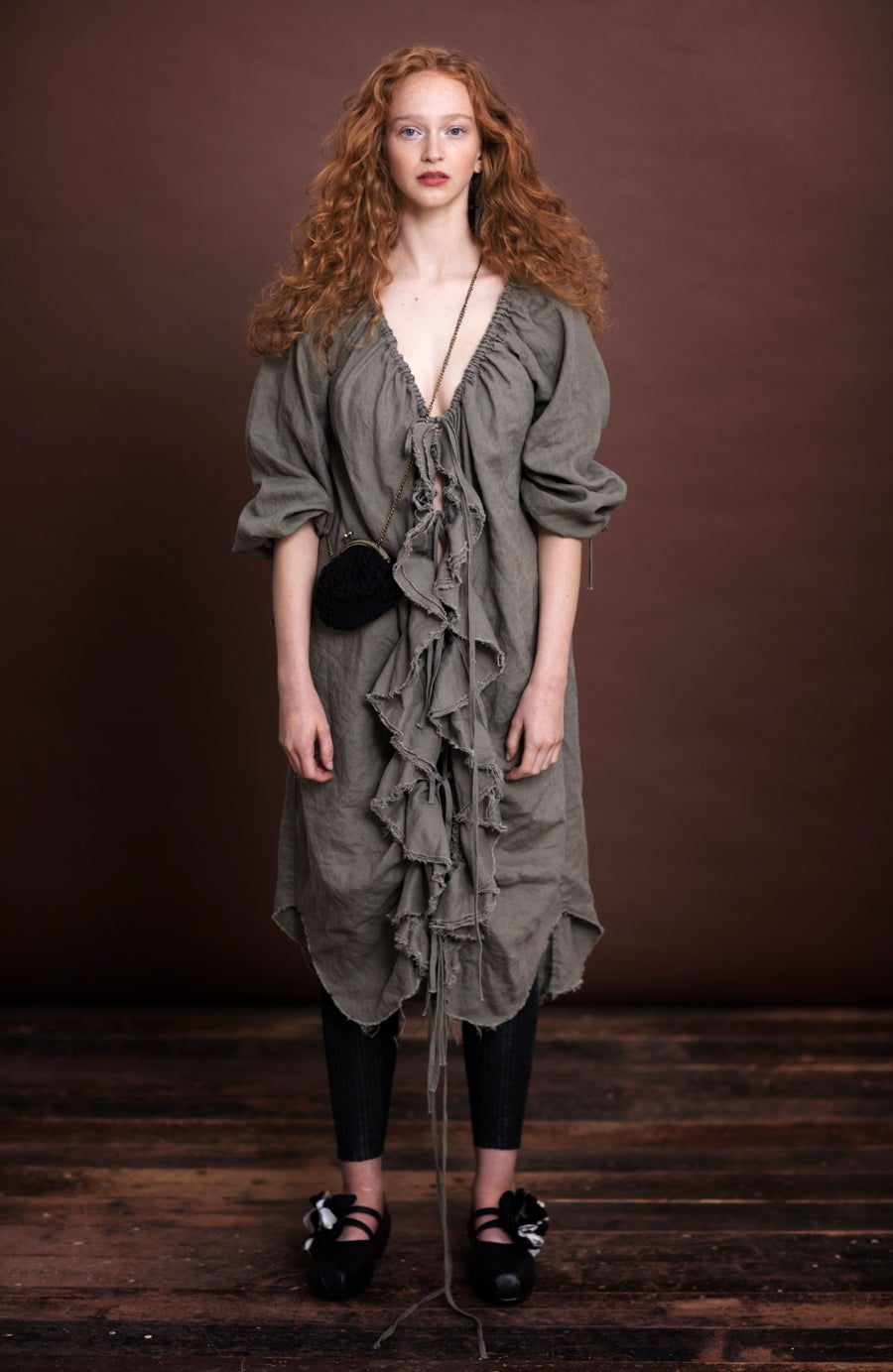 Amano linen Flounce dress / duster with pockets